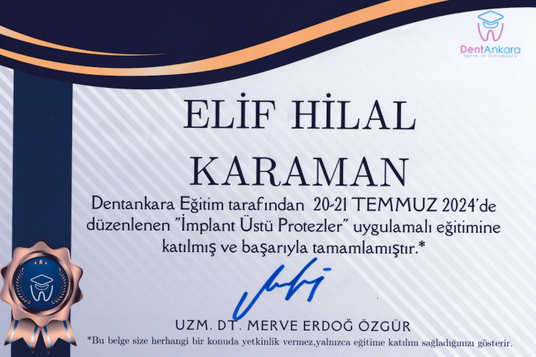 Elif Hilal Karaman sertifika