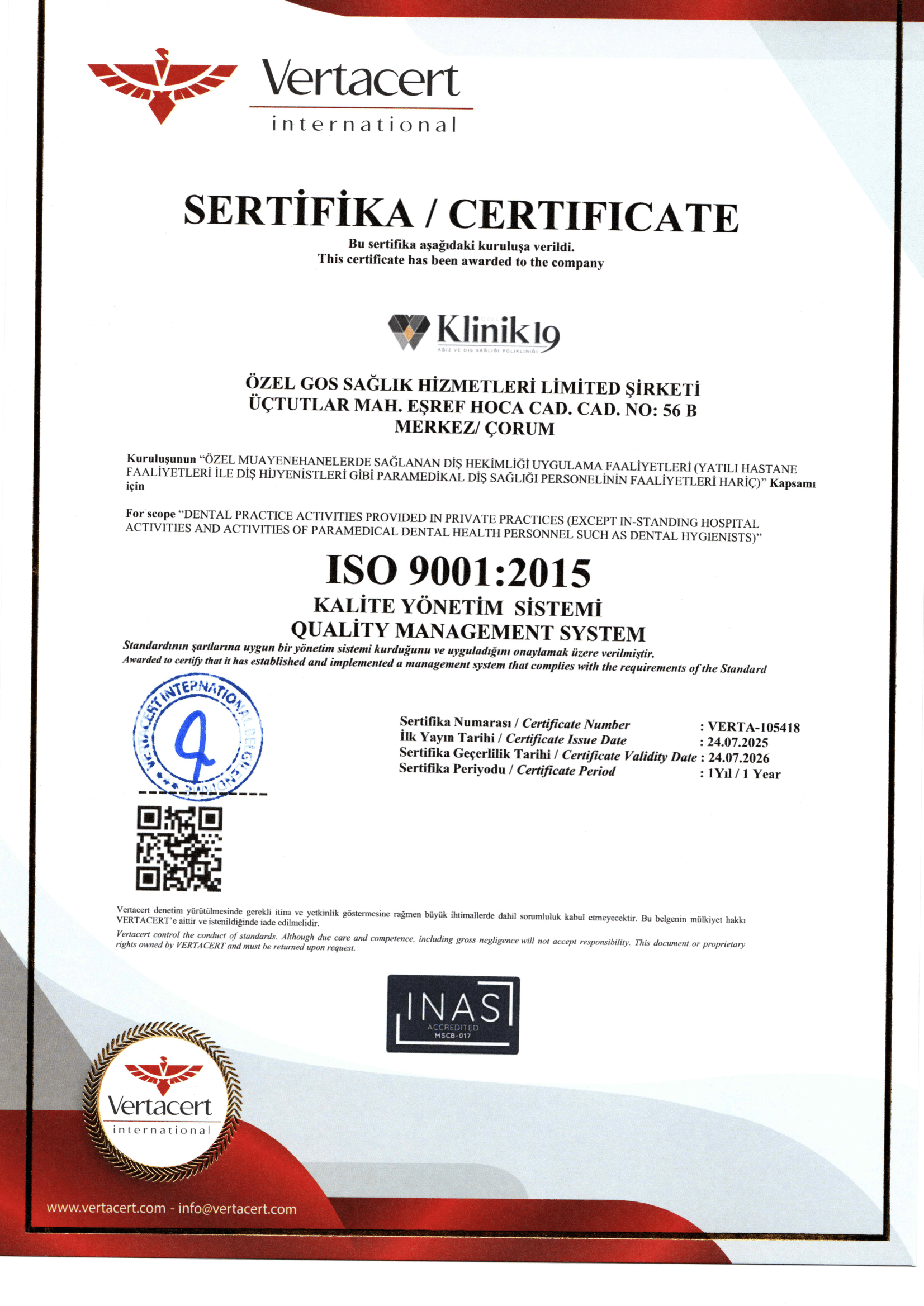 Klinik19 ISO 9001